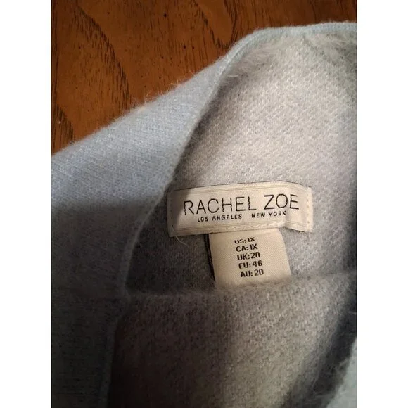 Rachel Zoe Sweater 1X Blue Mountain Snow Winter Soft Pullover Turtle Neck - Picture 8 of 10